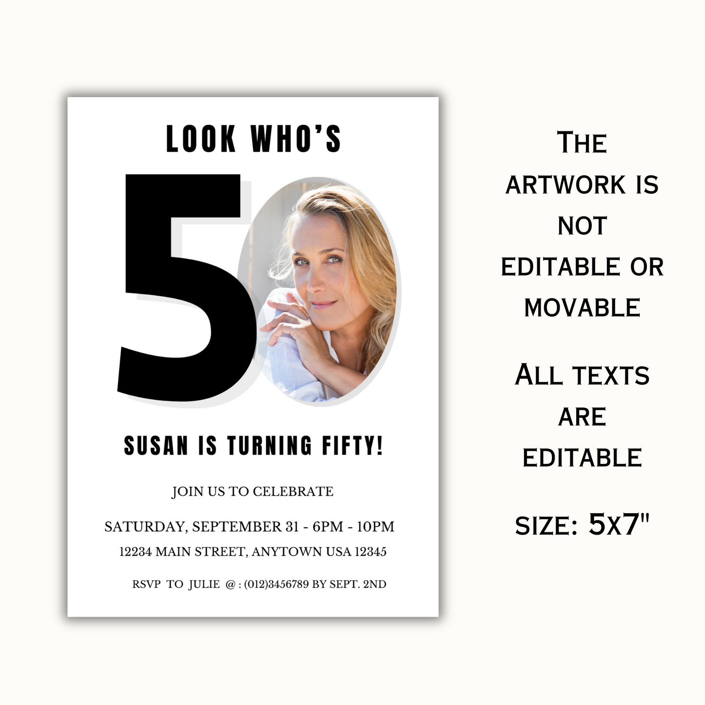 Look Who's 50 - Editable Invitation