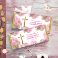 1st Communion Choc wrapper - Pink