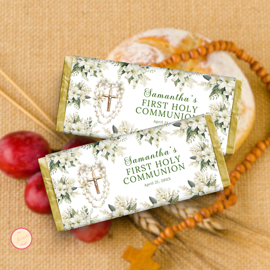 1st Communion Choc wrapper - Green