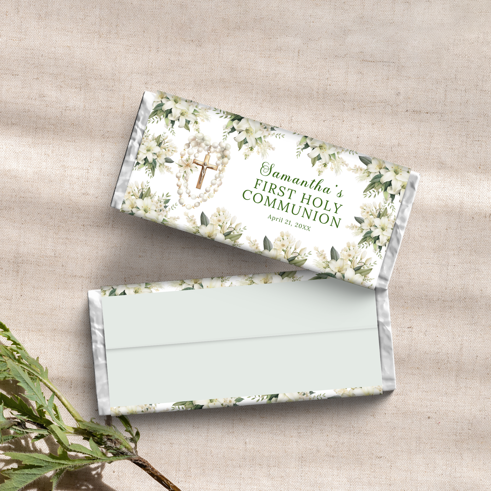 1st Communion Choc wrapper - Green