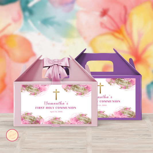 1st Communion Gable Box - Pink