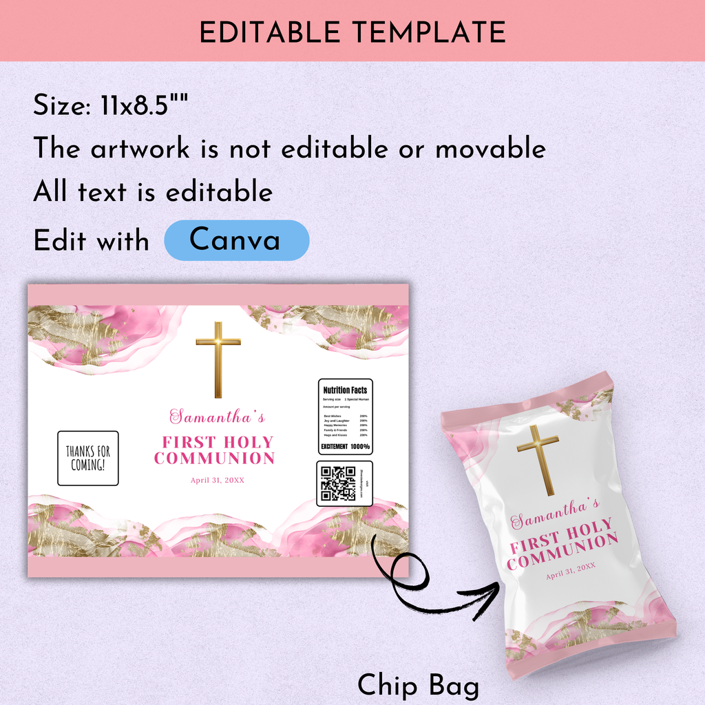 1st Communion Favor Bundle - Pink