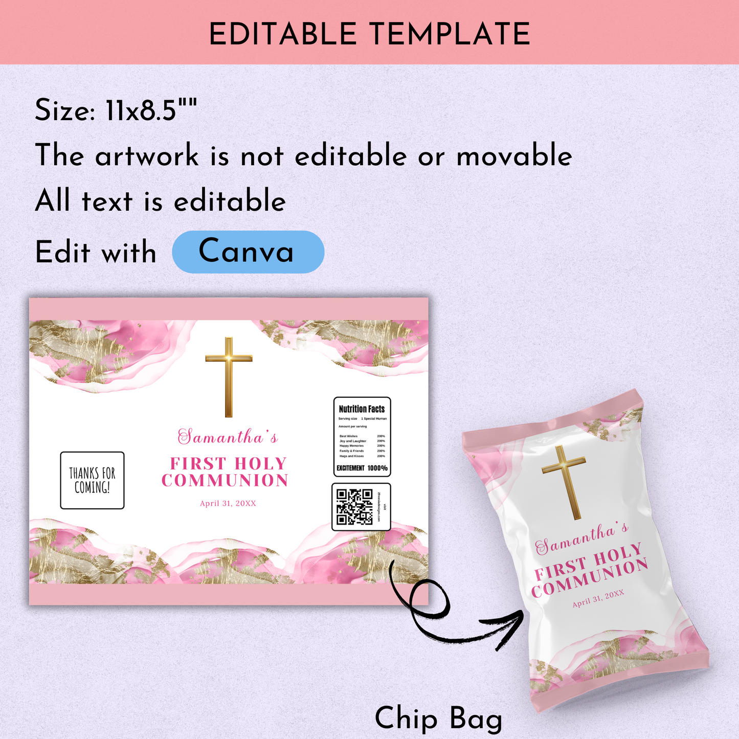 1st Communion Favor Bundle - Pink