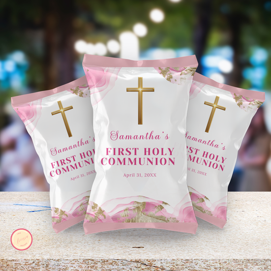 1st Holy Communion Chip Bag- Pink