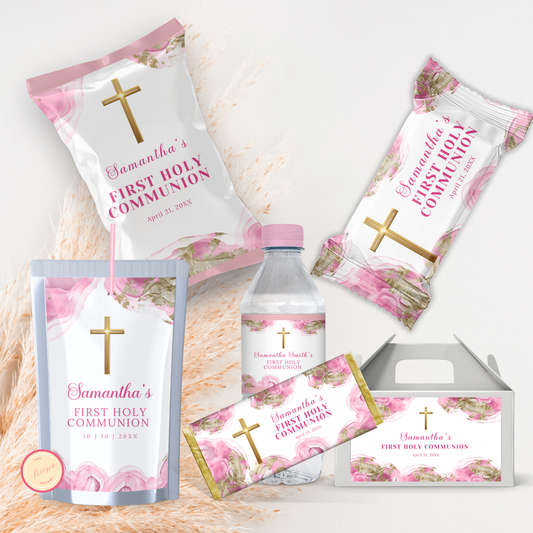 1st Communion Favor Bundle - Pink