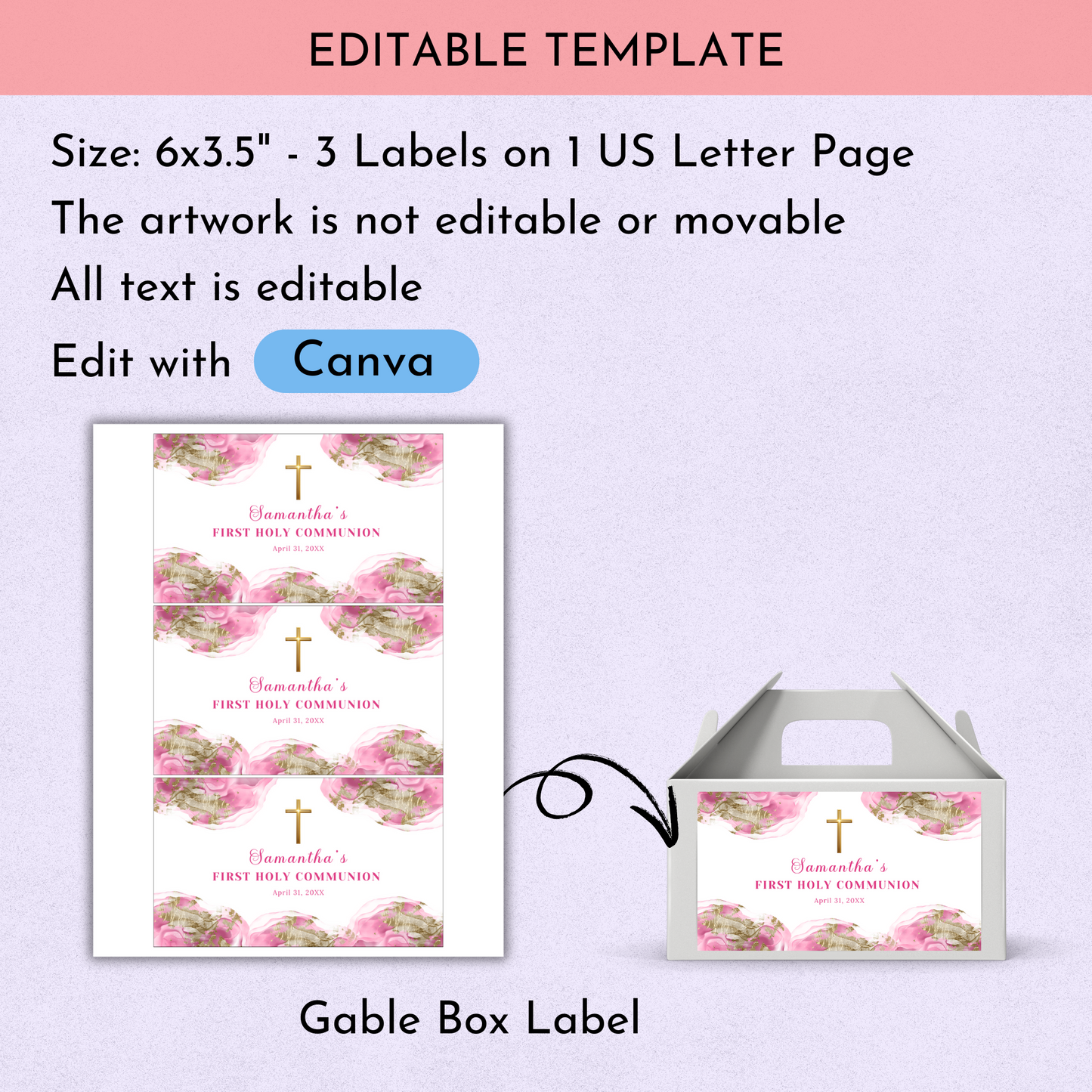 1st Communion Favor Bundle - Pink