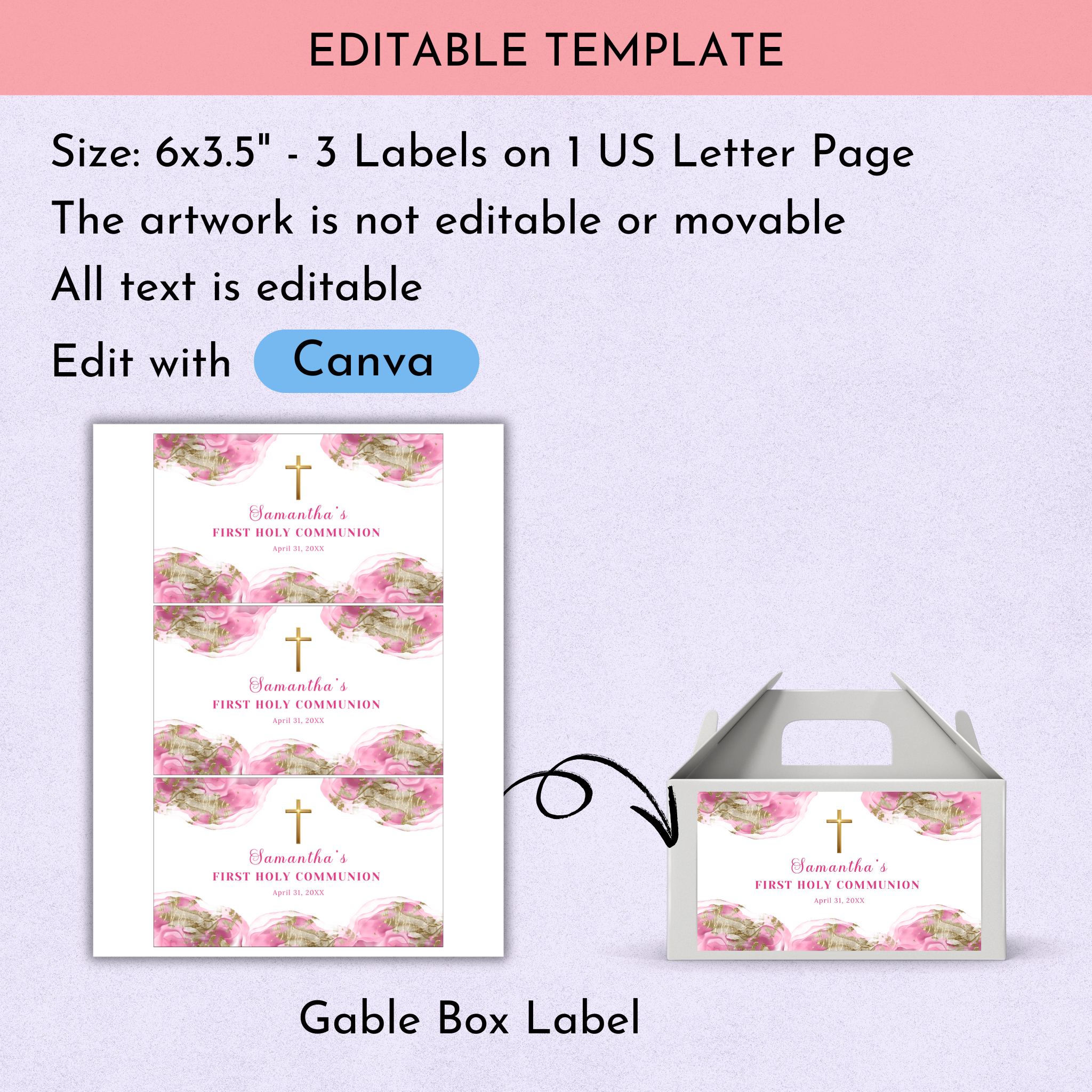 1st Communion Favor Bundle - Pink