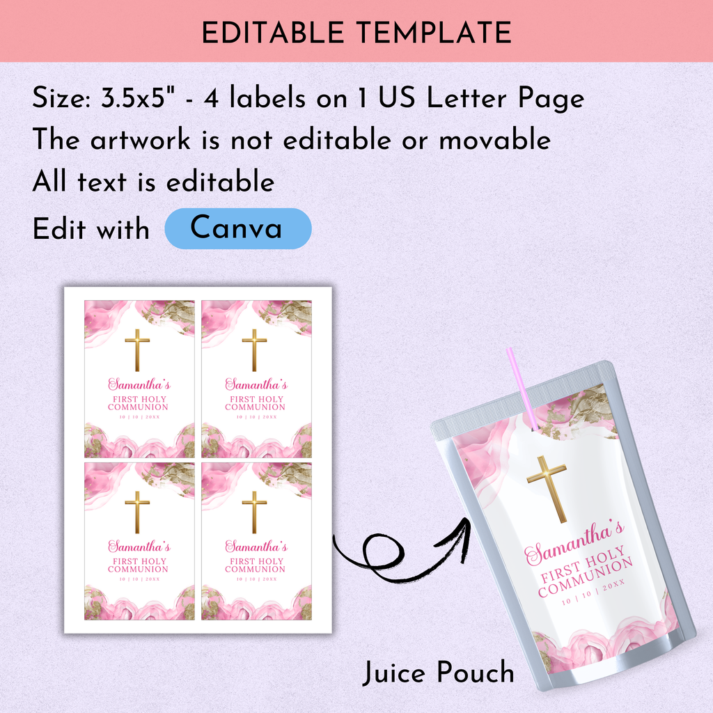 1st Communion Favor Bundle - Pink