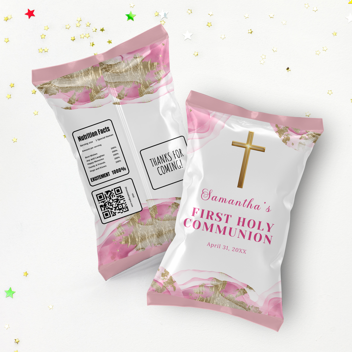 1st Holy Communion Chip Bag- Pink