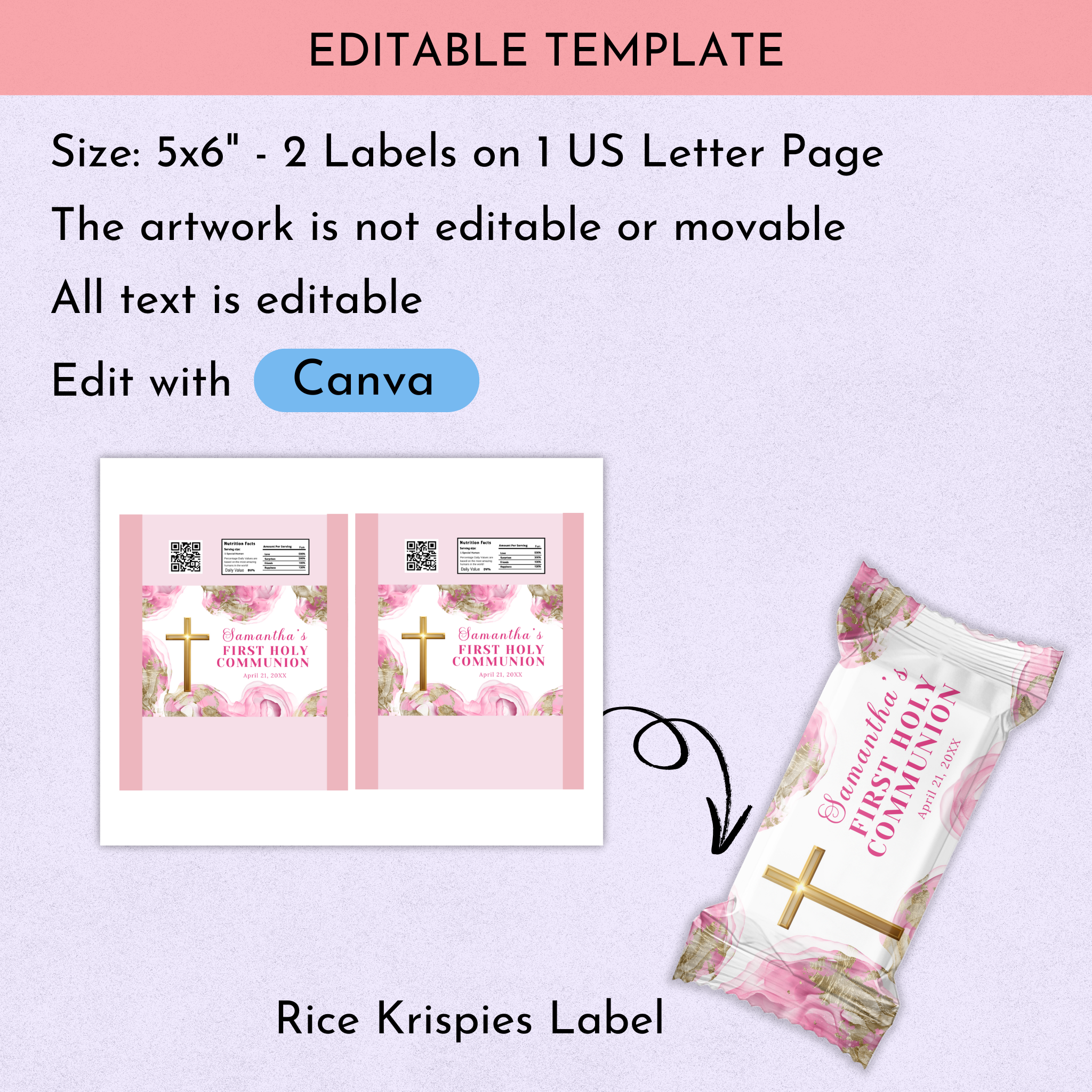 1st Communion Favor Bundle - Pink