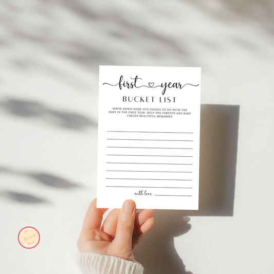 Baby Bucket List Game Template