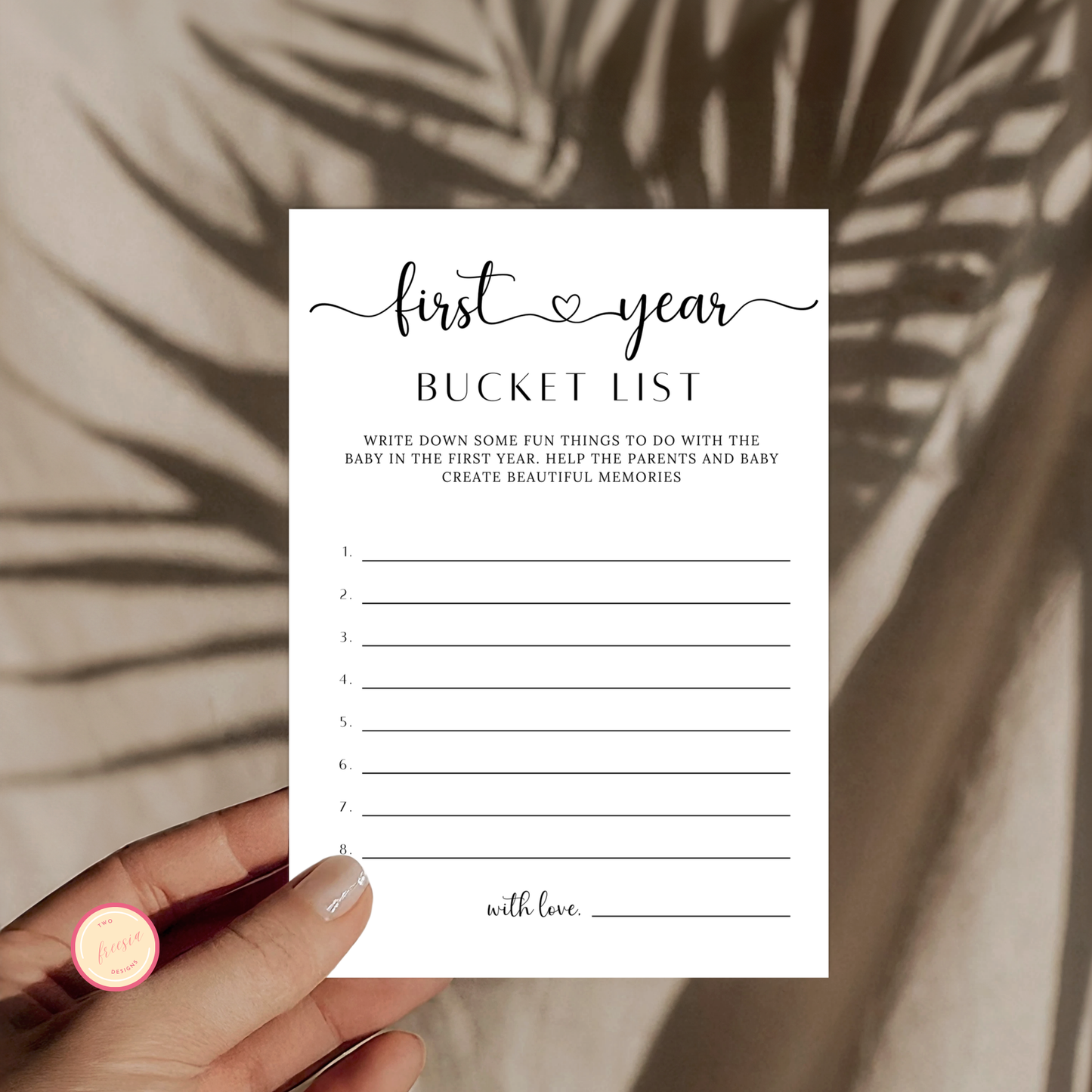 Baby Bucket List Game Template