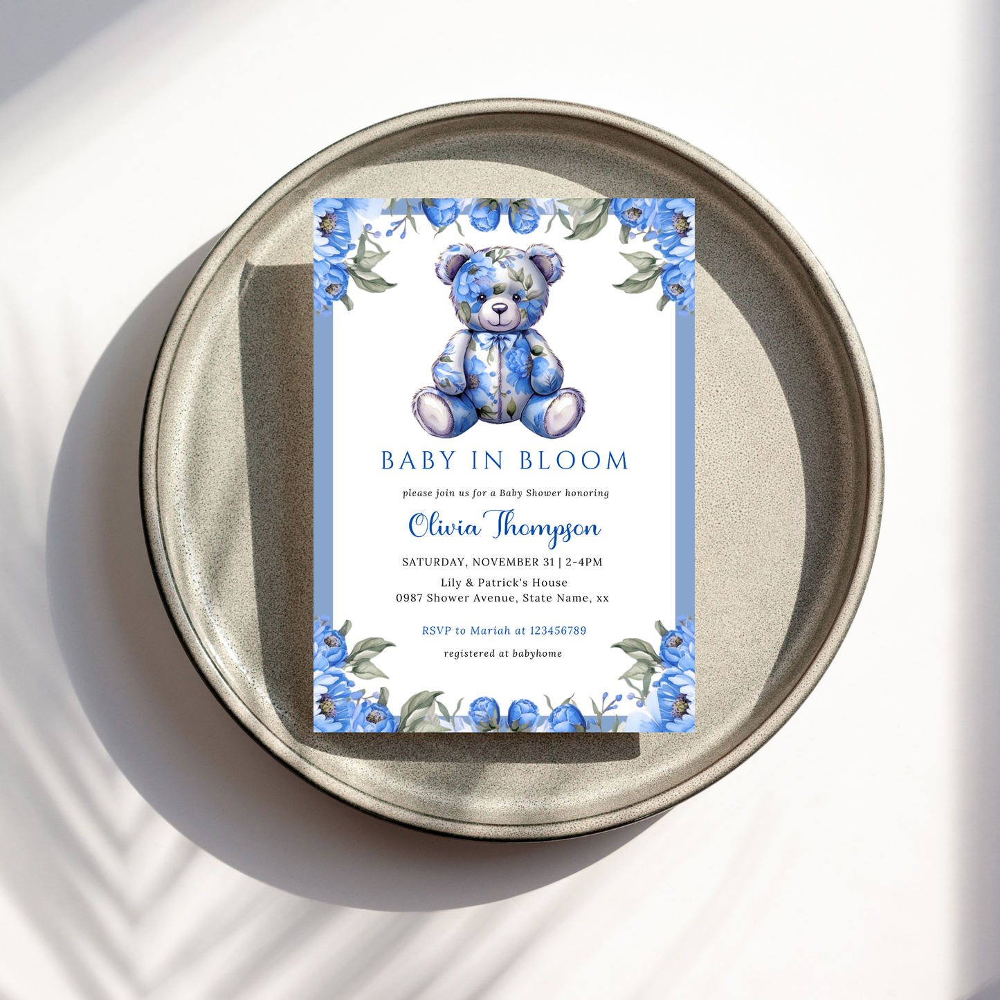 Baby in Bloom Baby Shower - Floral Blue