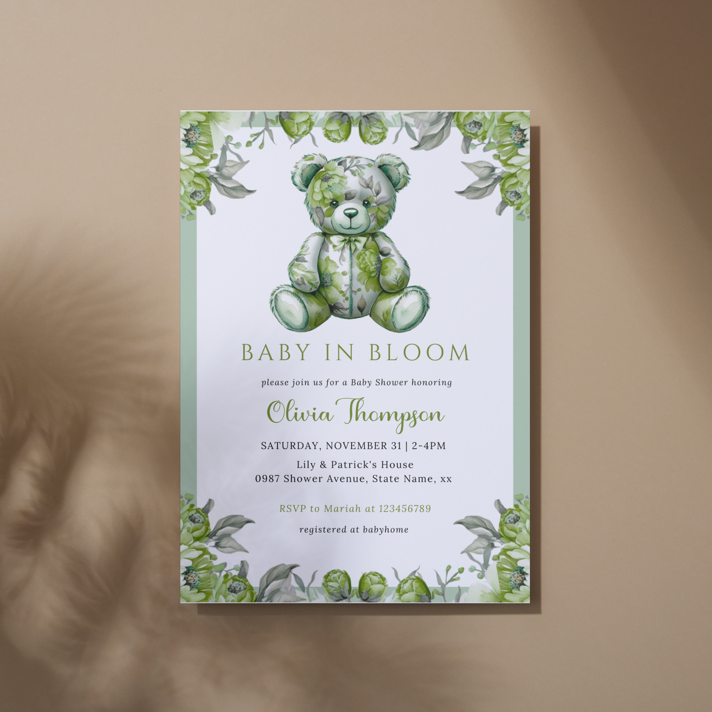 Baby in Bloom Baby Shower - Floral Green