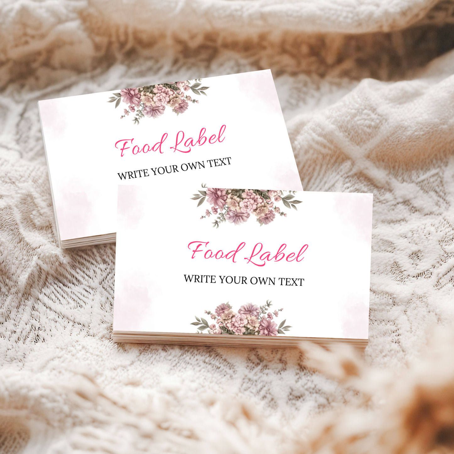 Pink Floral Place Card Template