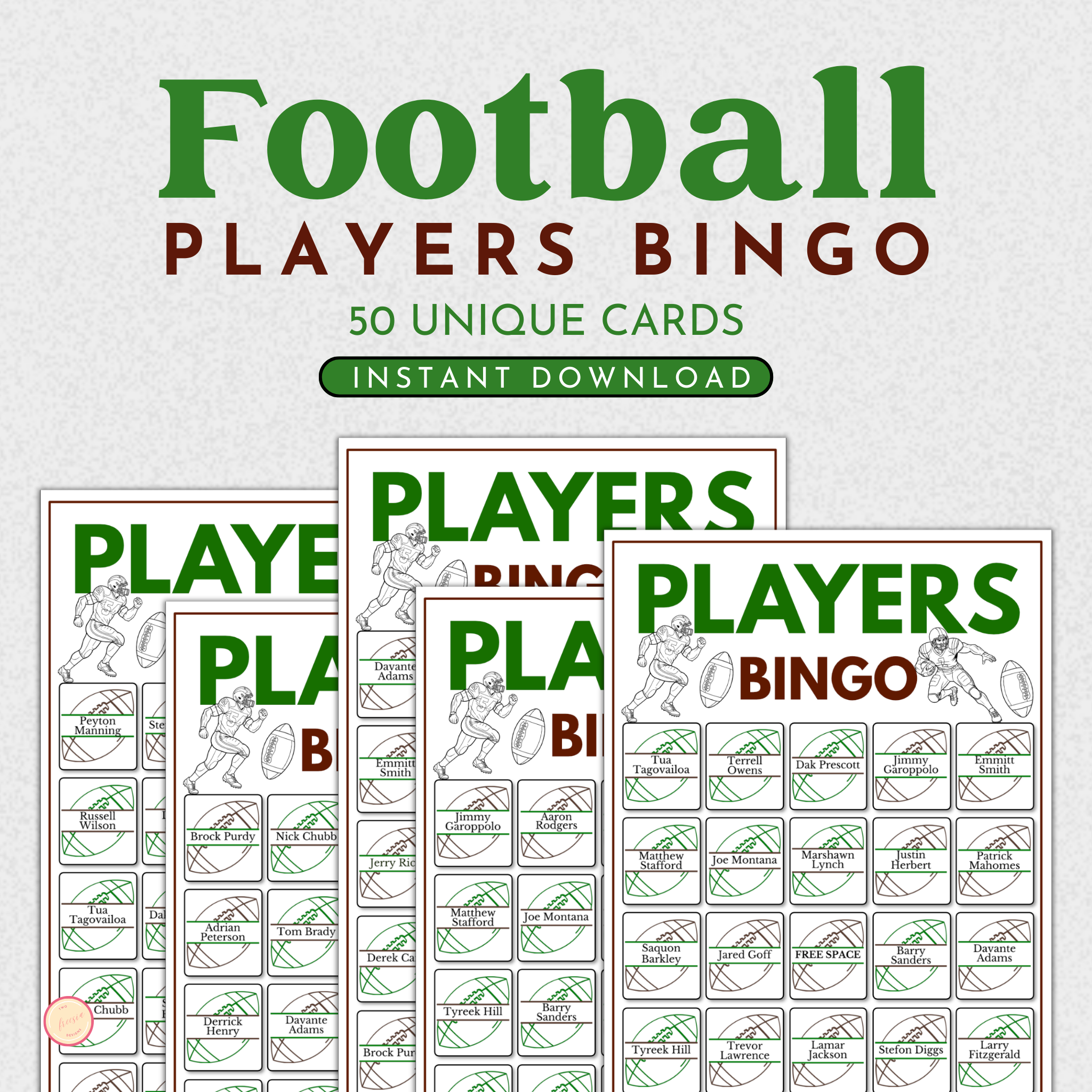 Football Players Bingo Game | 50 Cards