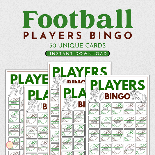 Football Players Bingo Game | 50 Cards