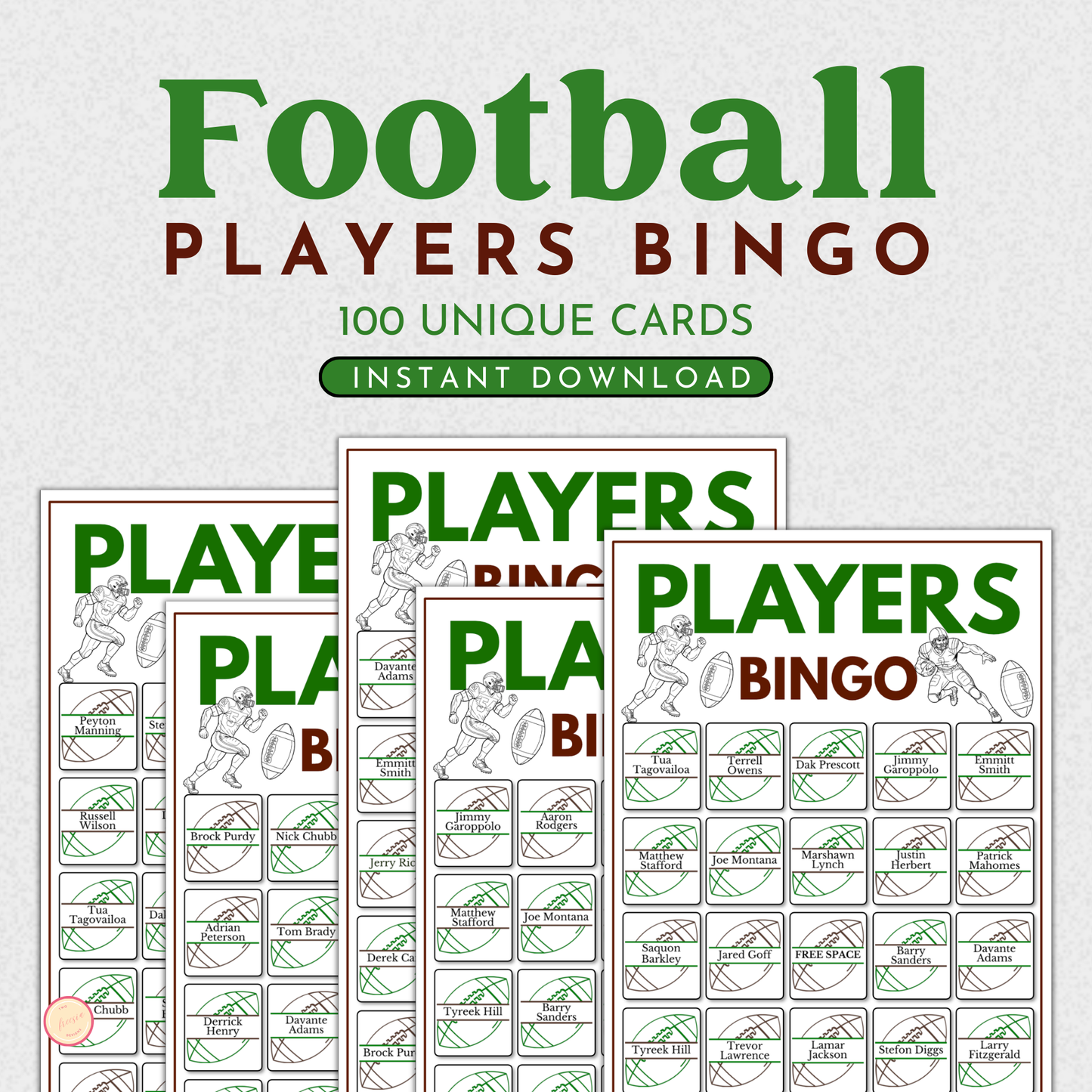 Football Players Bingo Game | 100 Cards