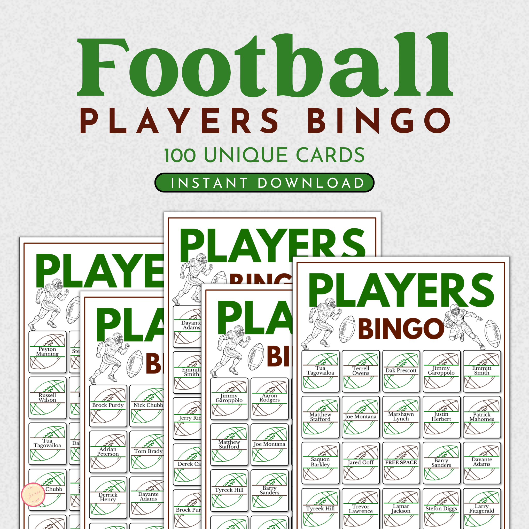 Football Players Bingo Game | 100 Cards
