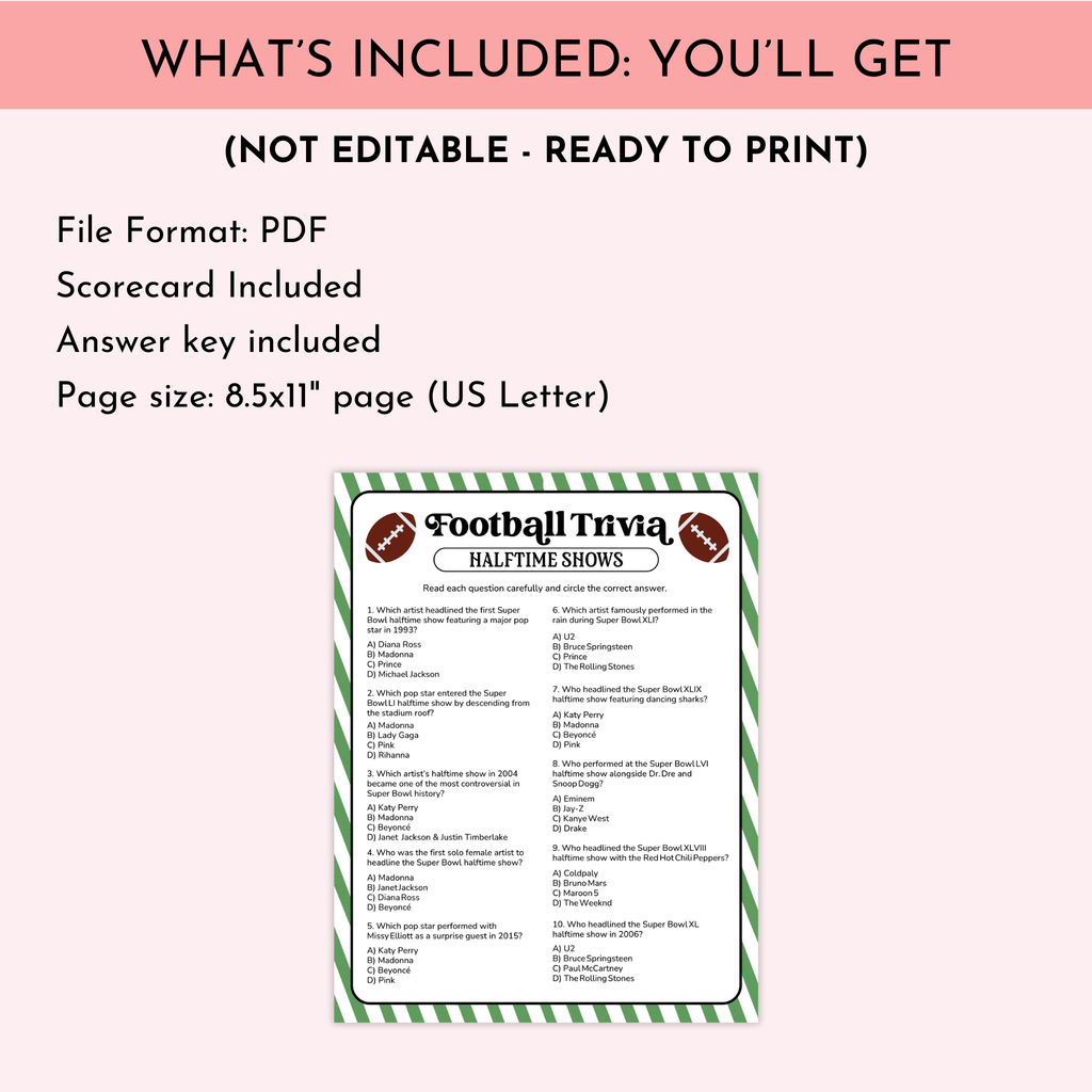 Football Halftime Trivia Game