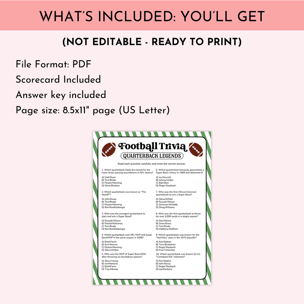 Football Quarterback Trivia Game