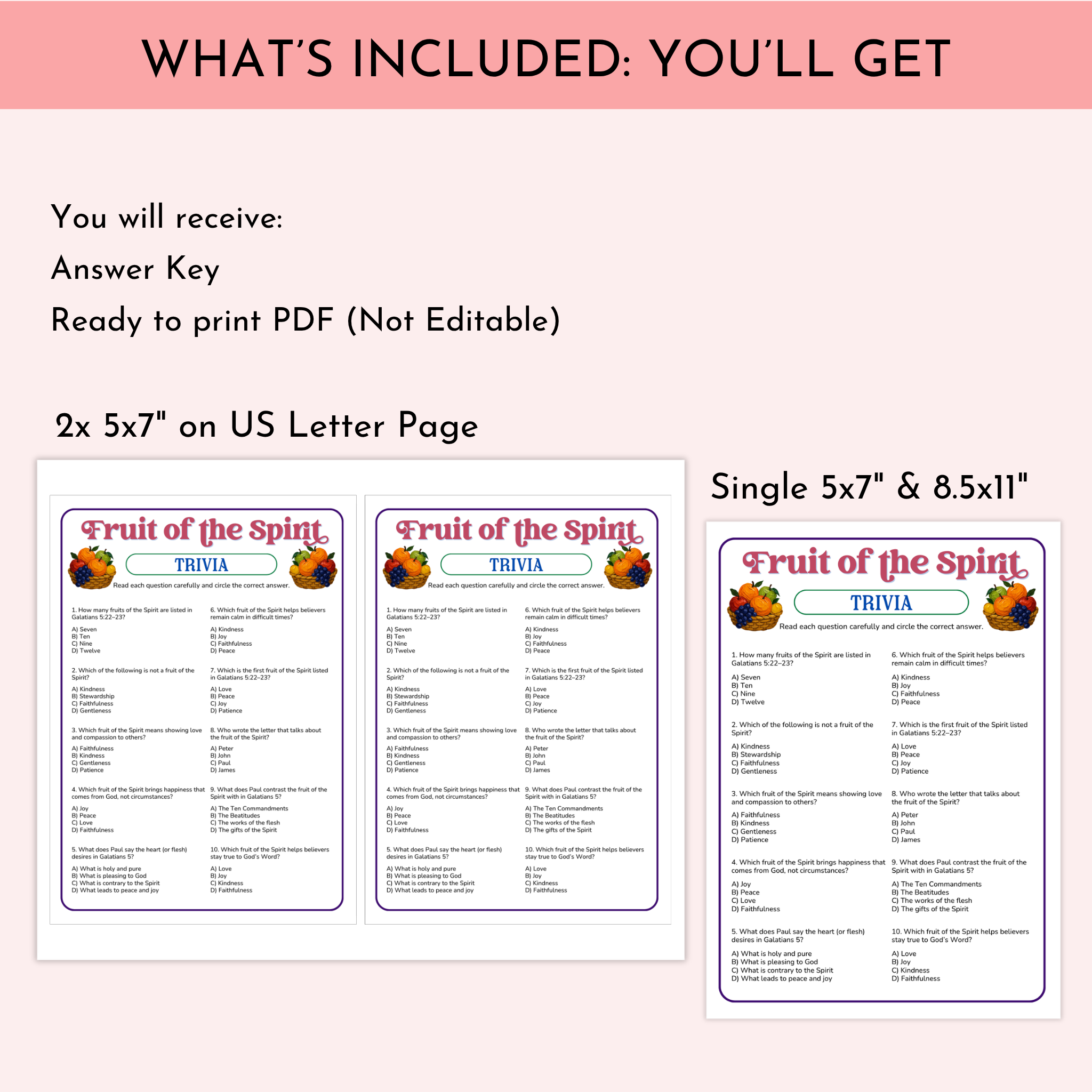 Fruit of the Spirit Trivia Game