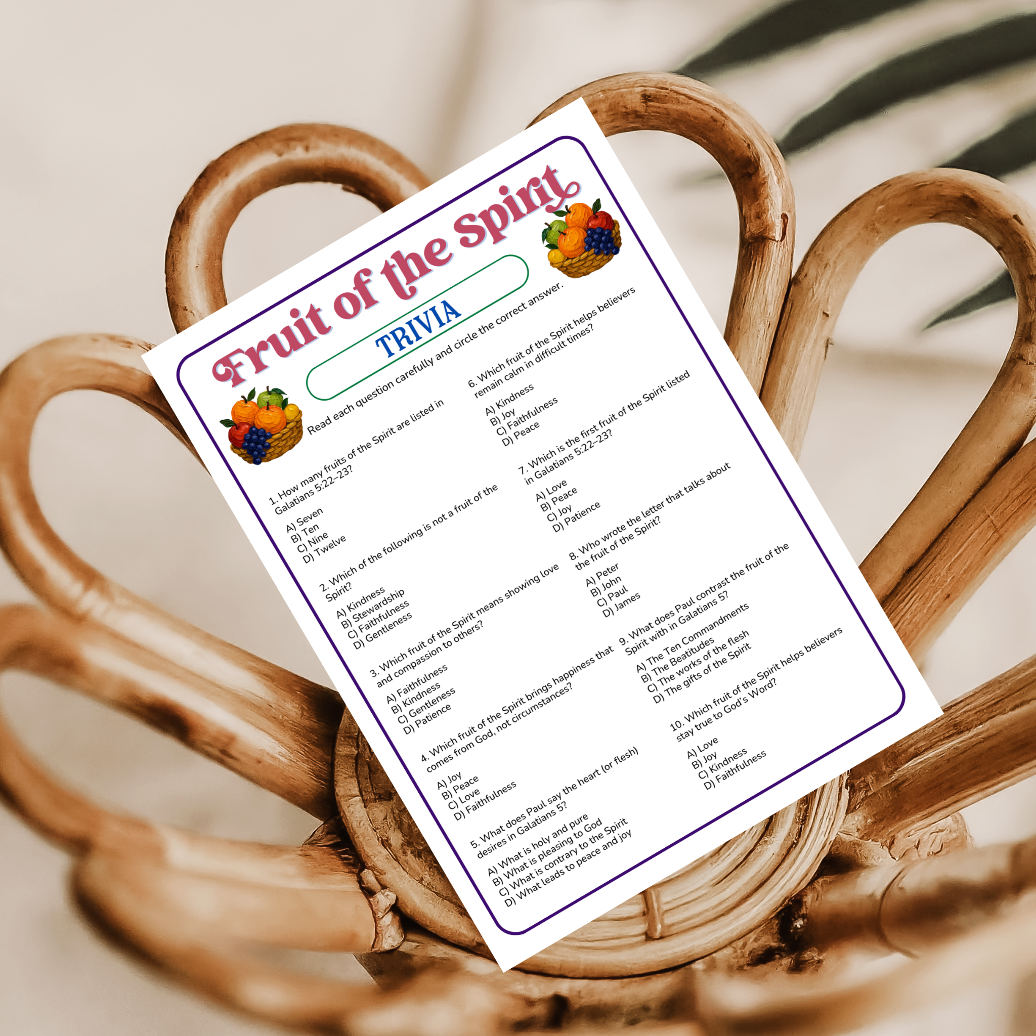 Fruit of the Spirit Trivia Game