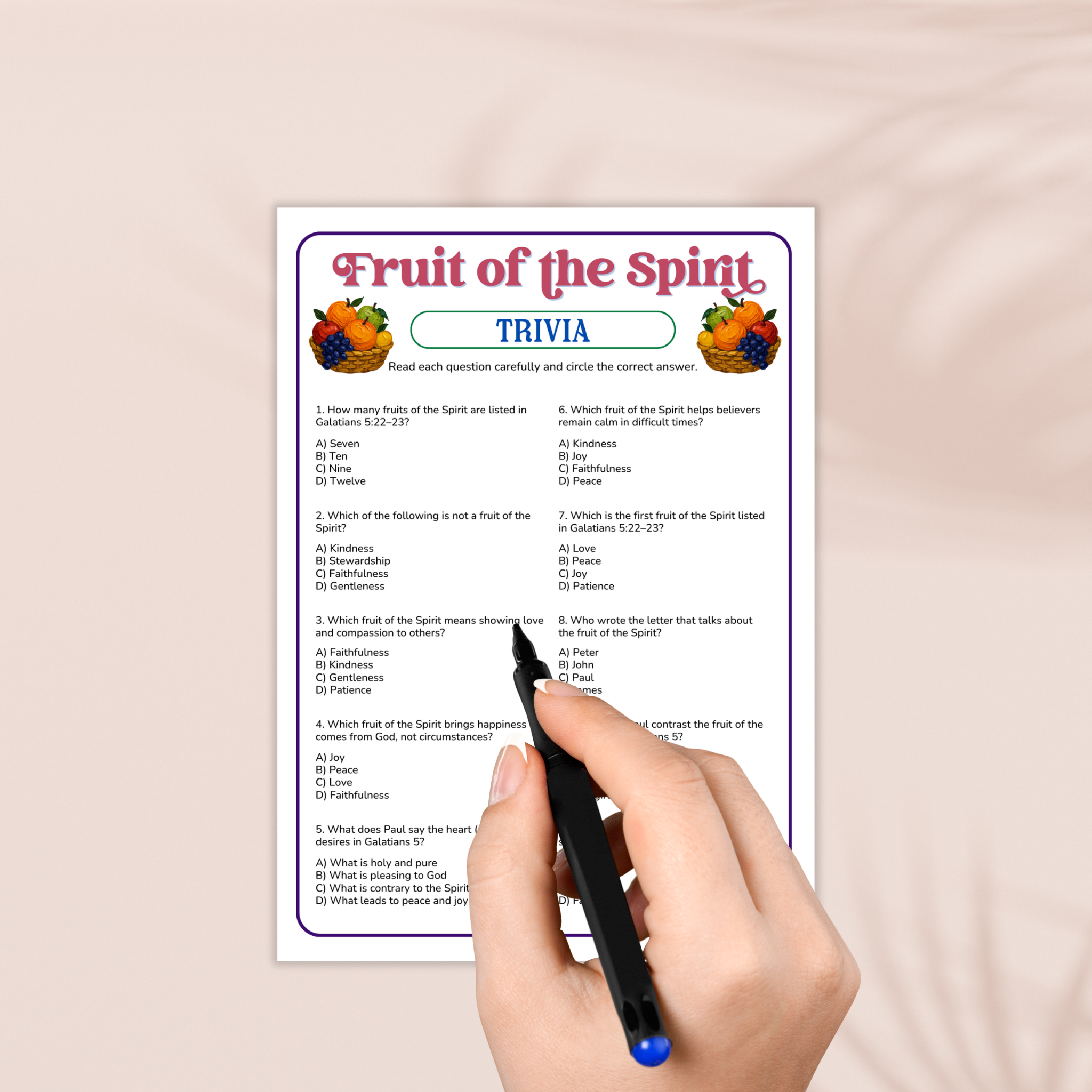 Fruit of the Spirit Trivia Game