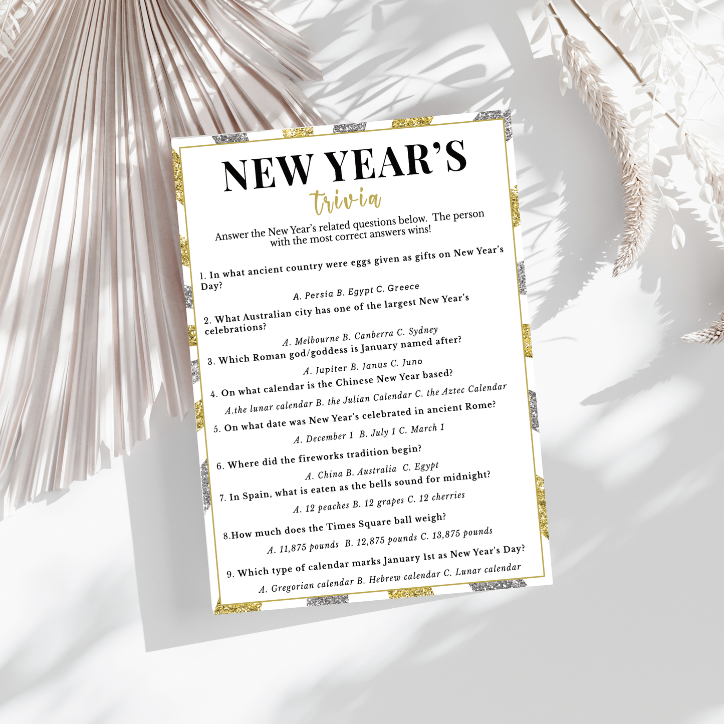 New Year's Trivia Game