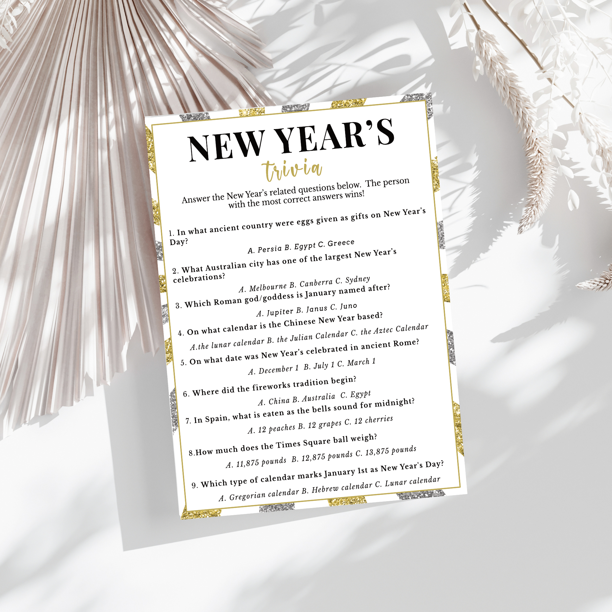 New Year's Trivia Game
