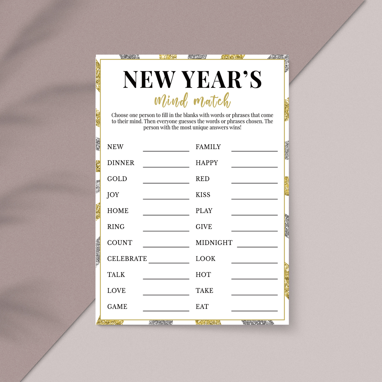 New Year's Mind Match Game