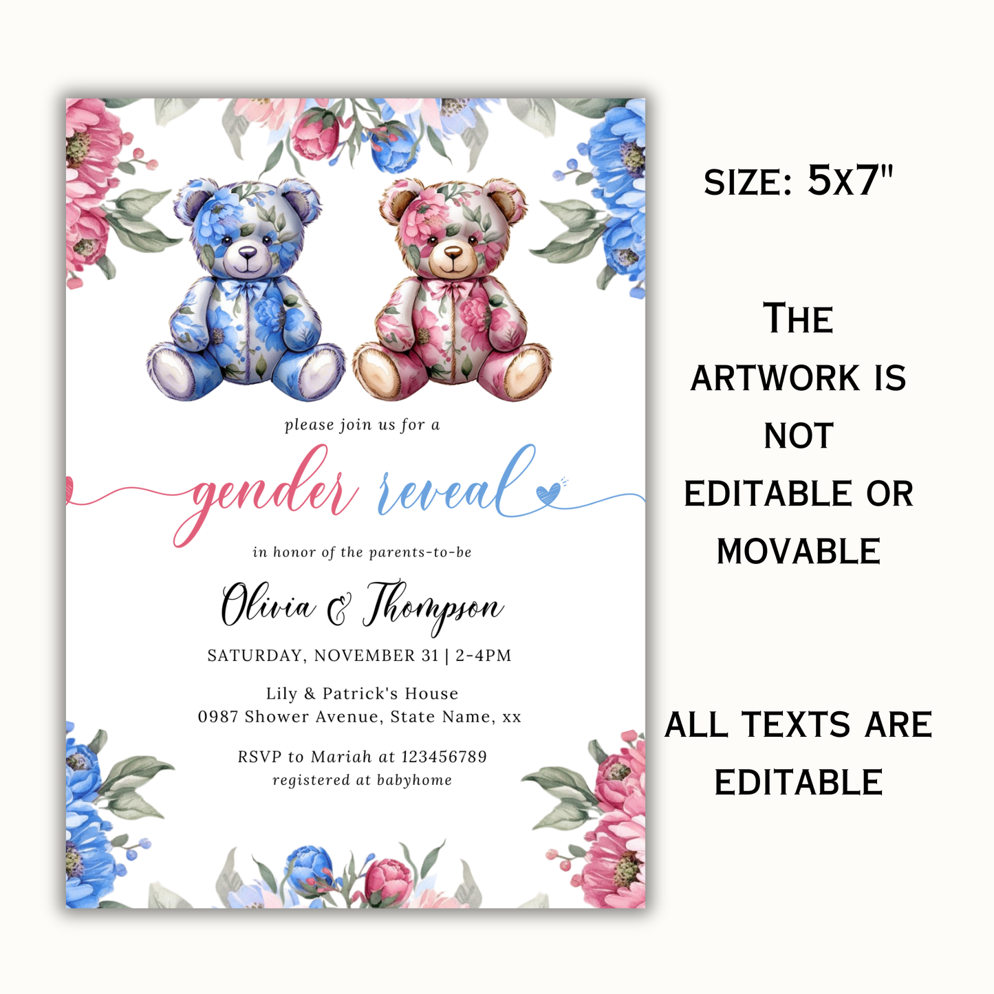 Gender Reveal Invitation Template