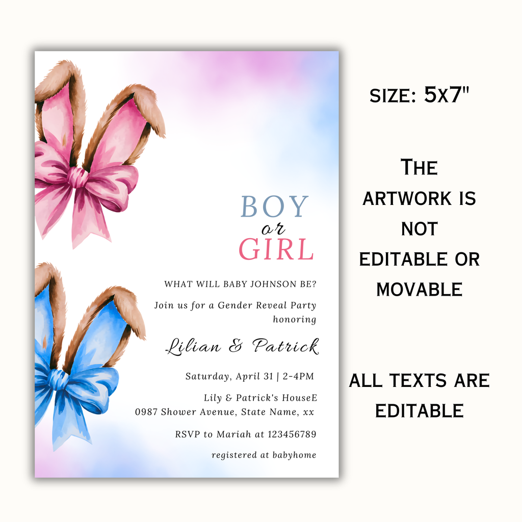 Easter Gender Reveal Invitation Template