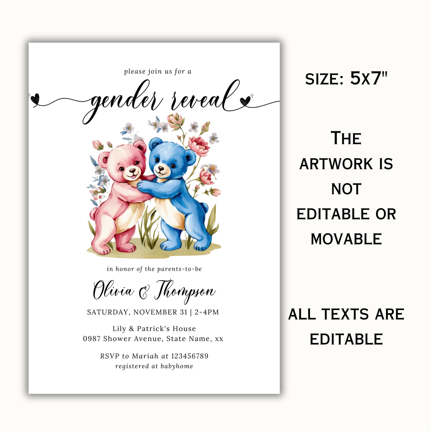 Gender Reveal Invitation Template