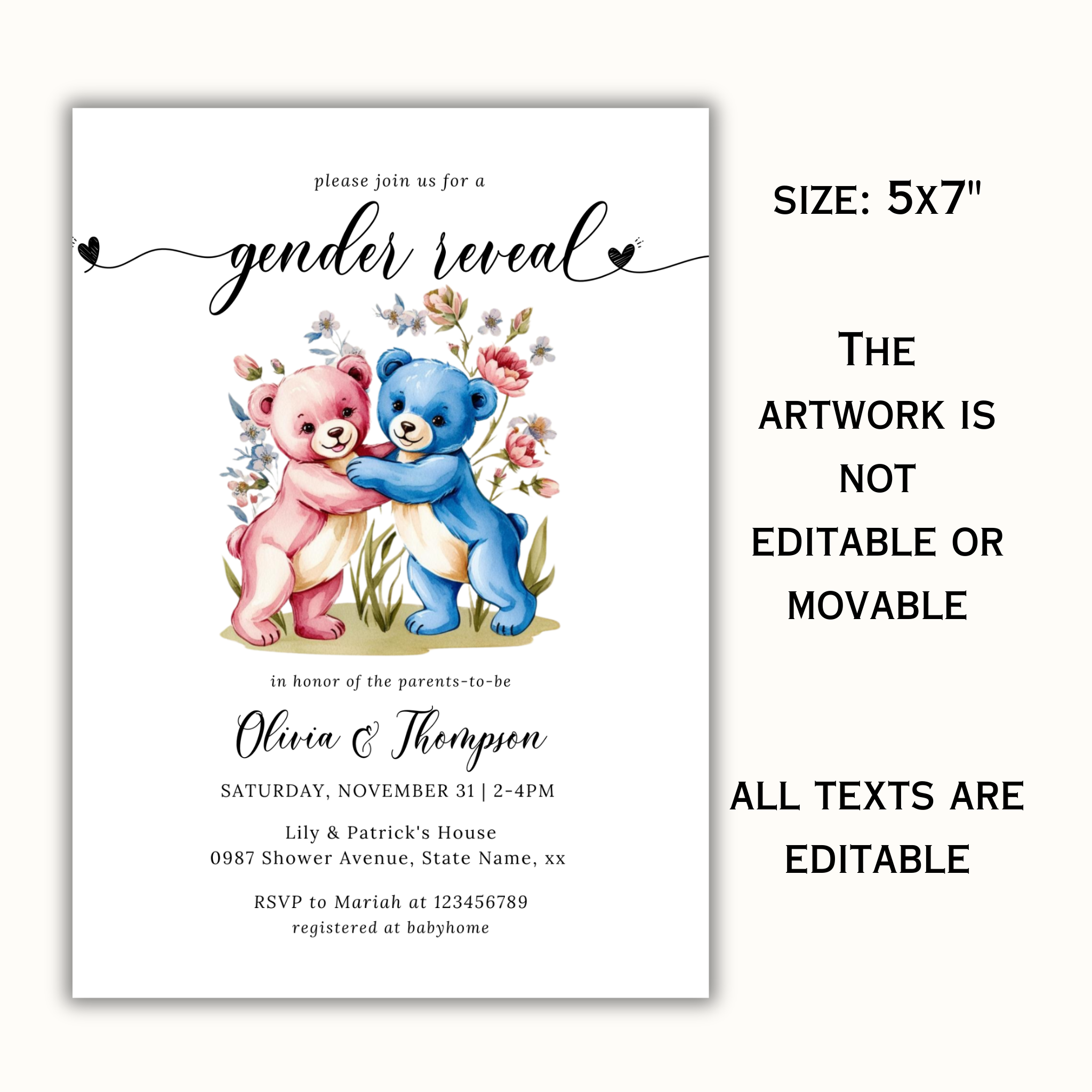 Gender Reveal Invitation Template