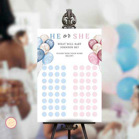 Gender Reveal Voting Sign Template - Balloons