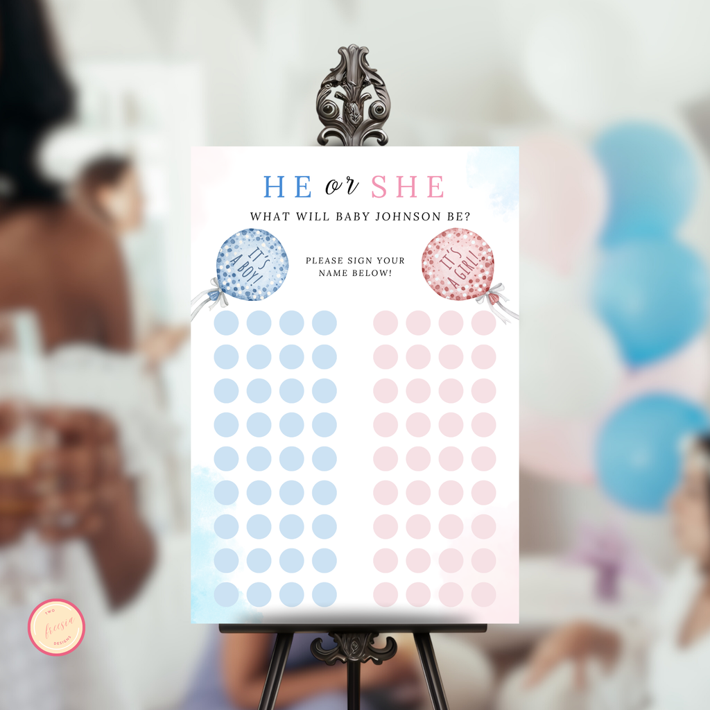 Gender Reveal Voting Sign Template - Balloons