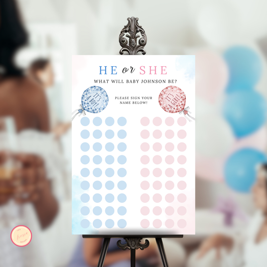 Gender Reveal Voting Sign Template - Balloons