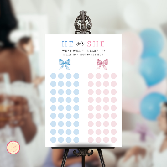 Gender Reveal Voting Sign Template - Bows