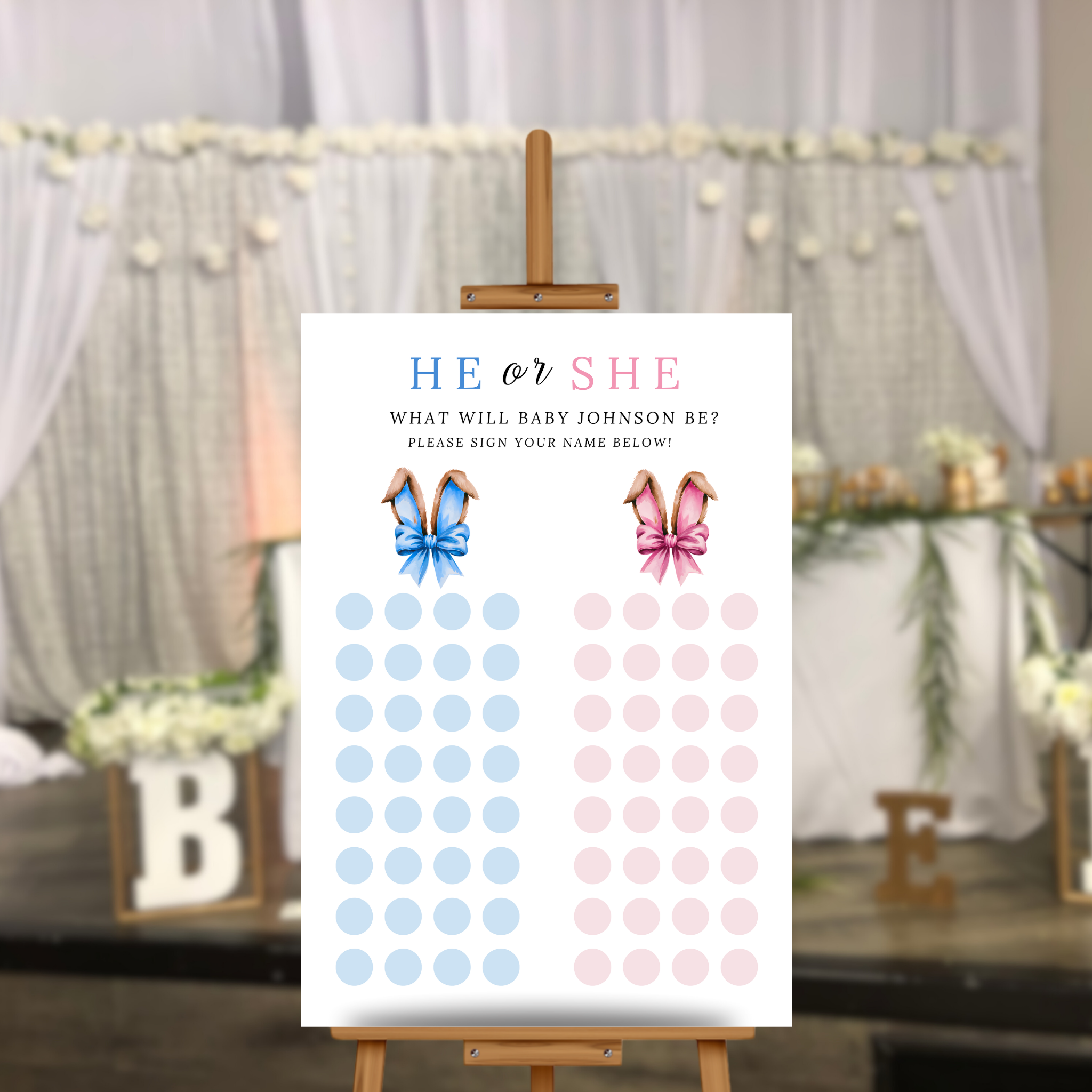 Gender Reveal Voting Sign Template - Bunny Ears