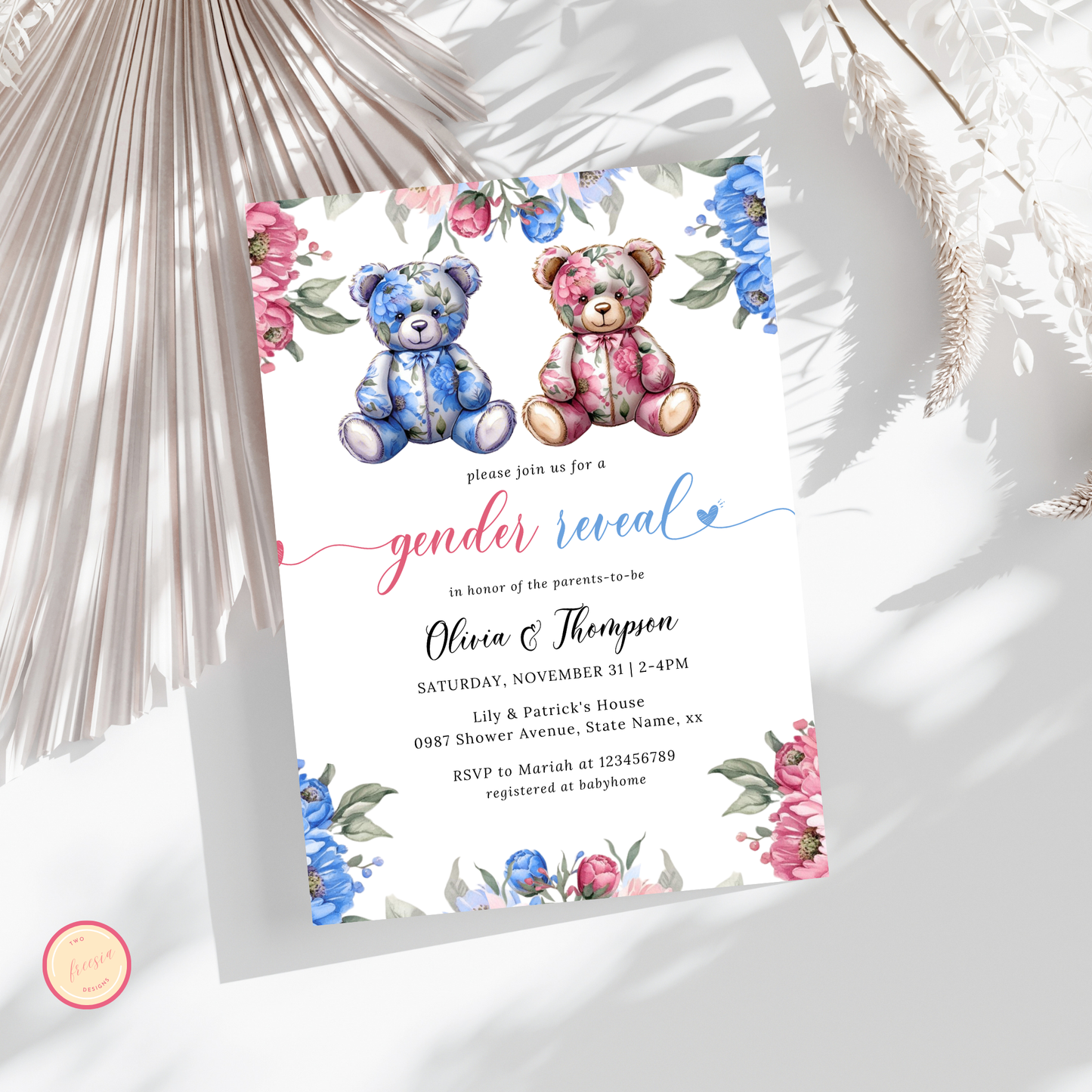 Gender Reveal Invitation Template