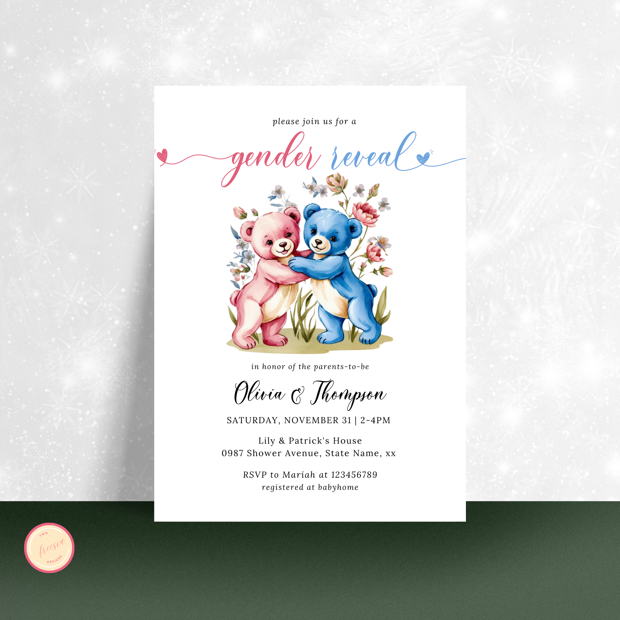 Gender Reveal Invitation Template