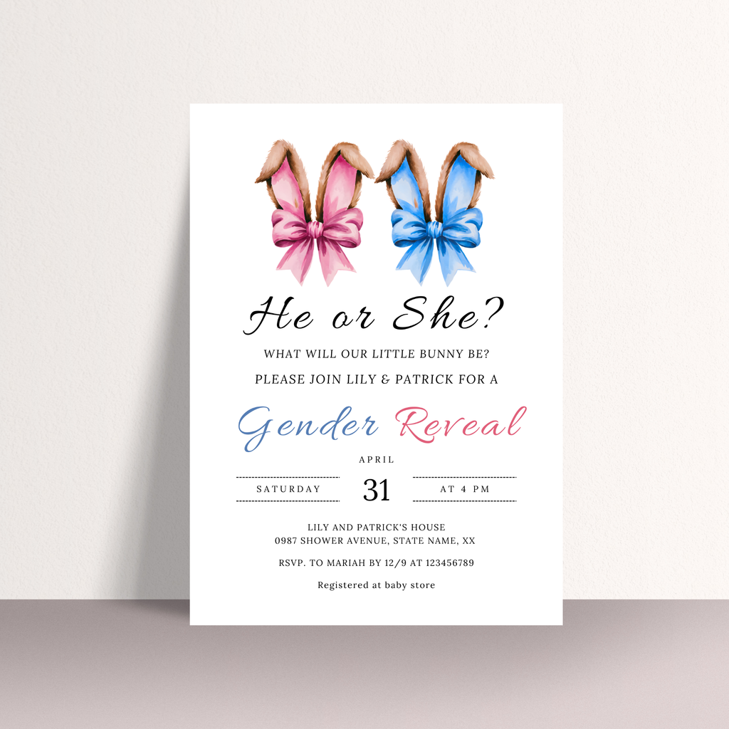 Easter Gender Reveal Invitation Template