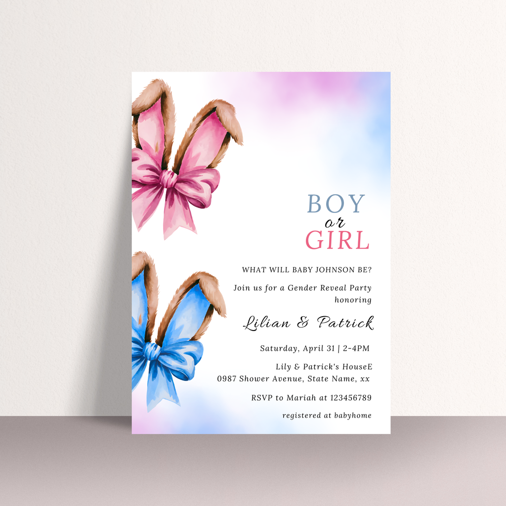 Easter Gender Reveal Invitation Template