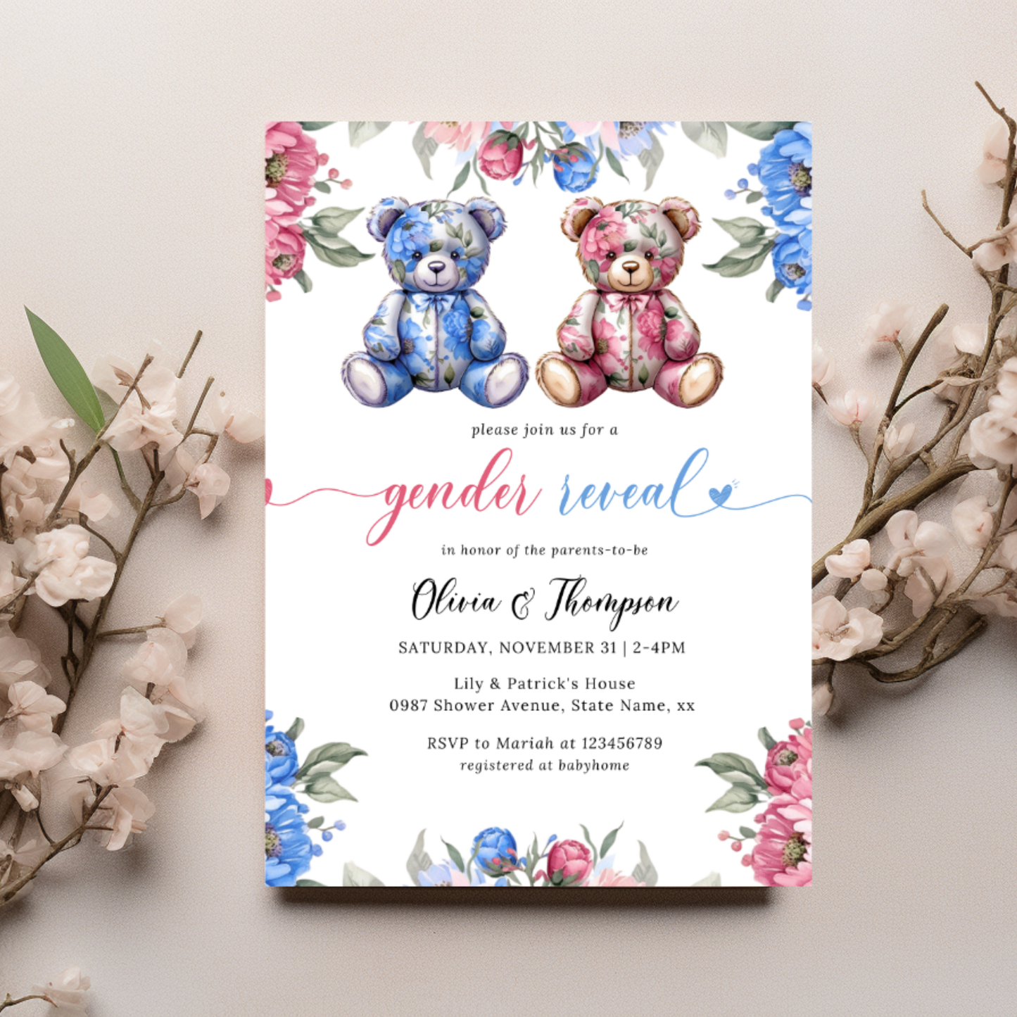 Gender Reveal Invitation Template