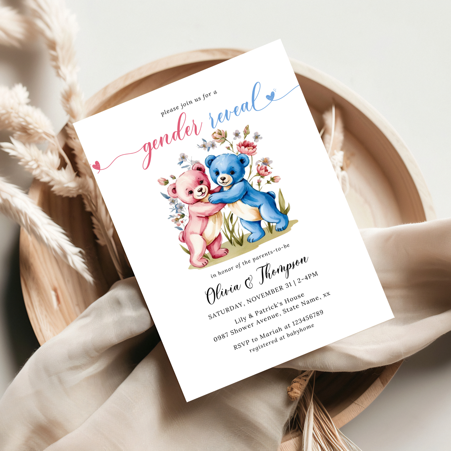 Gender Reveal Invitation Template