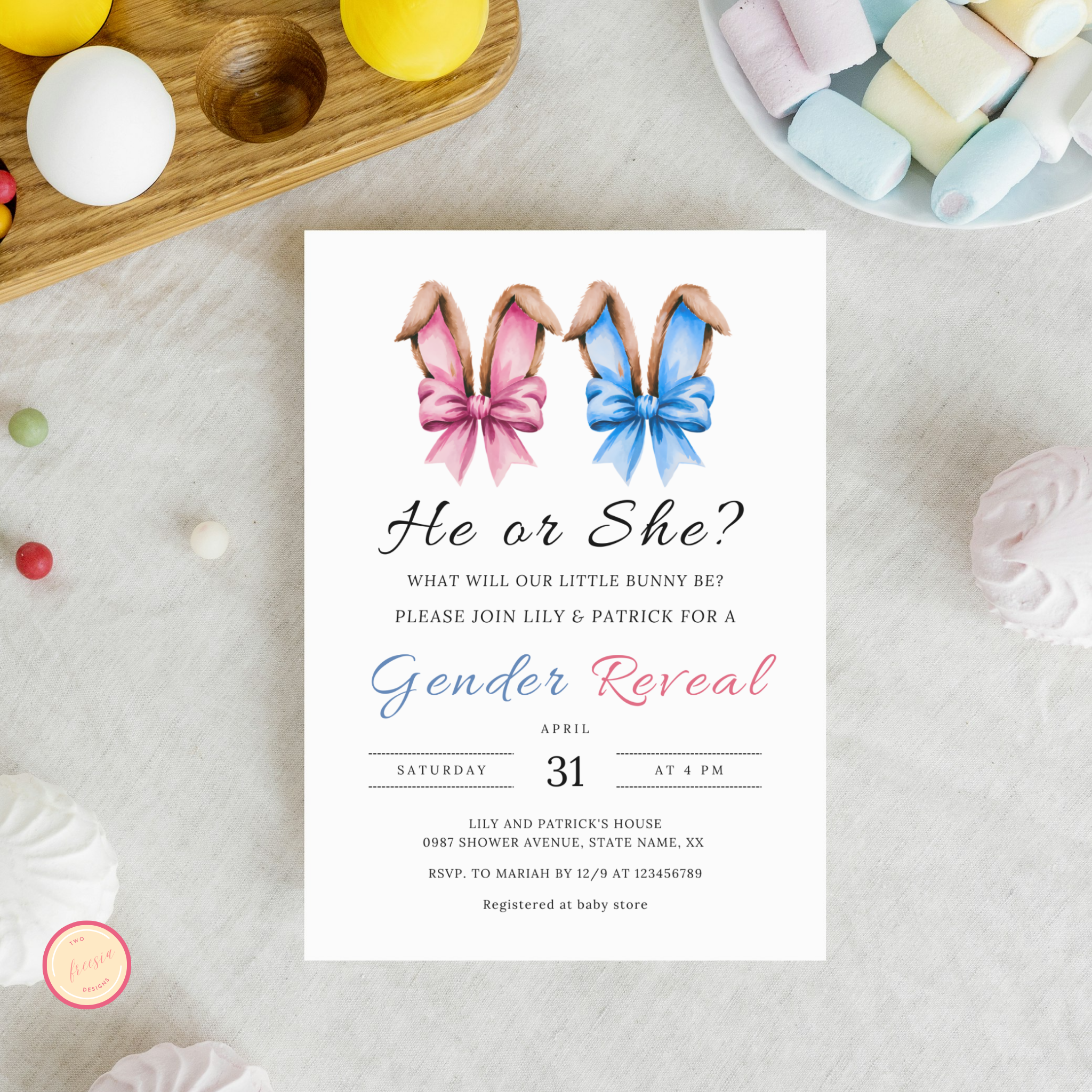 Easter Gender Reveal Invitation Template