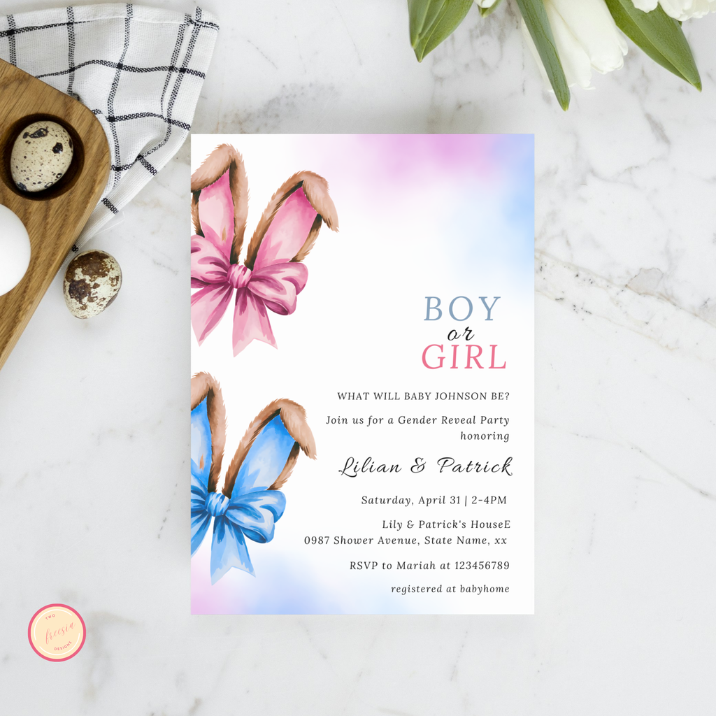 Easter Gender Reveal Invitation Template