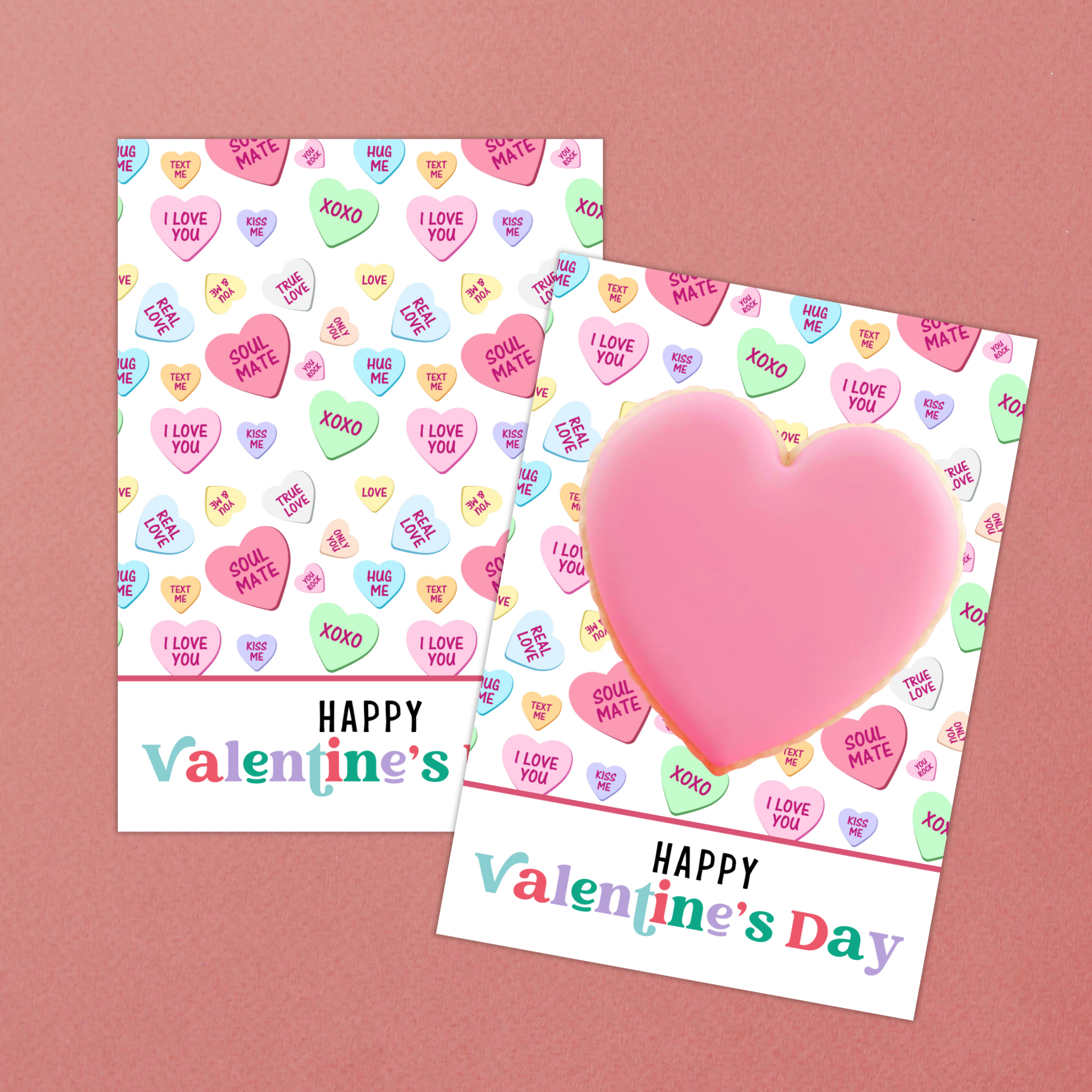 Conversation Hearts Cookie Card