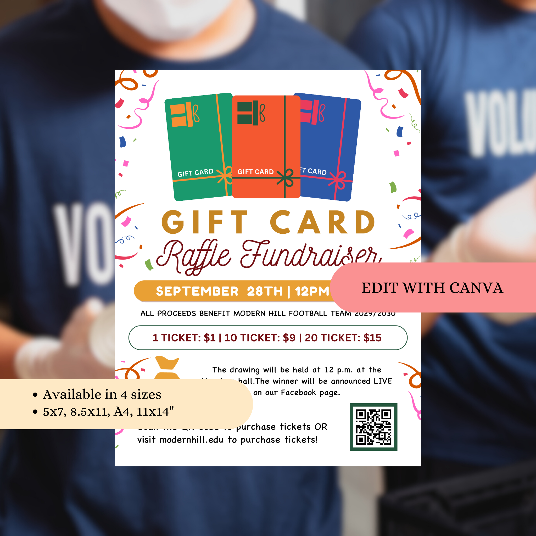 Gift Card Raffle Fundraiser Flyer Template